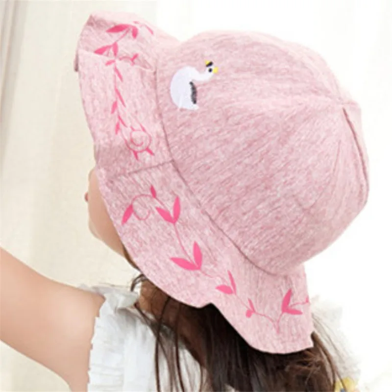 New Spring Baby Hat Girls Sun Hat Cute Swan Toddler Summer Baby Hats Kids Beach Bucket Cap Children Accessories