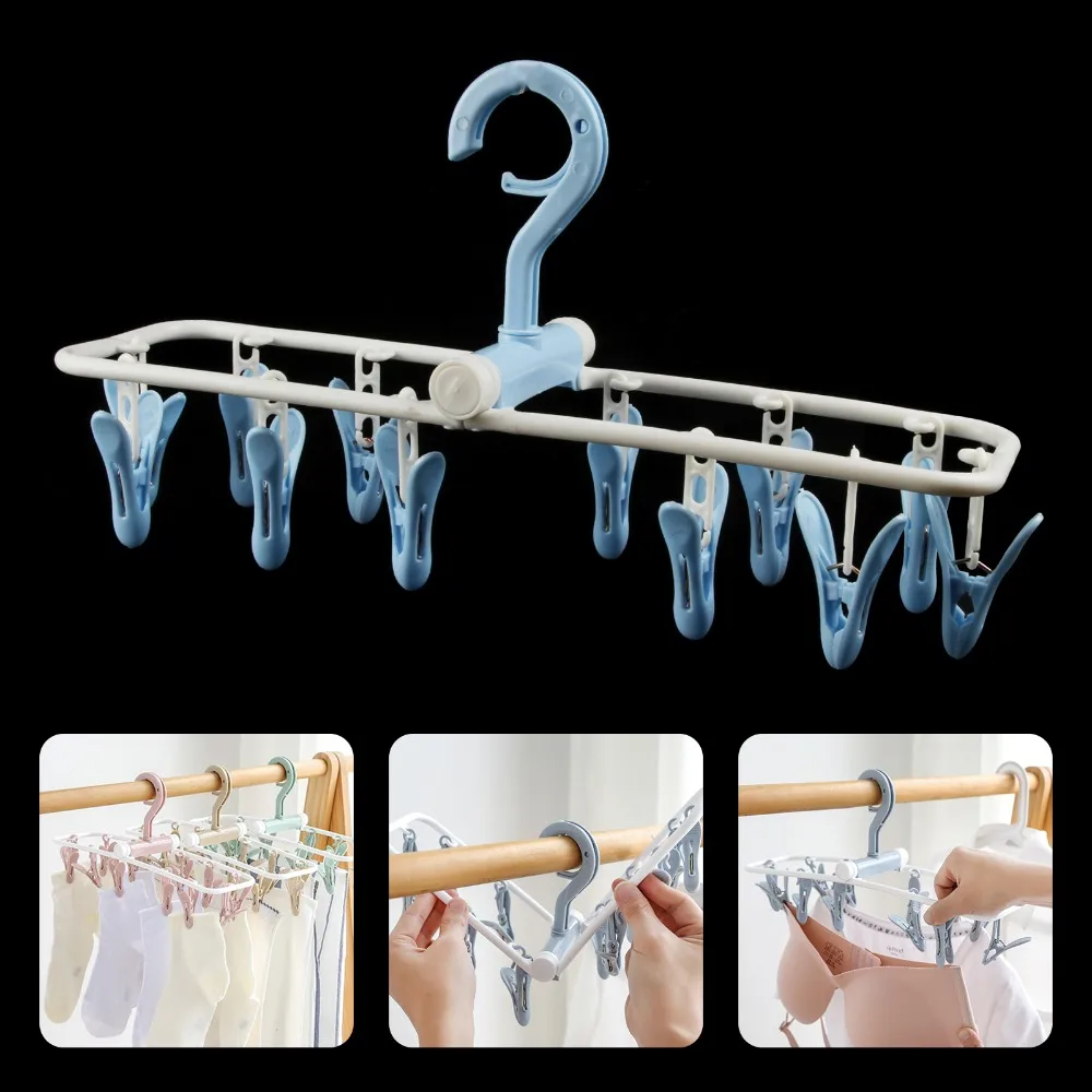 Складная вешалка для белья носков 12 зажимов|Бельевые прищепки| |
