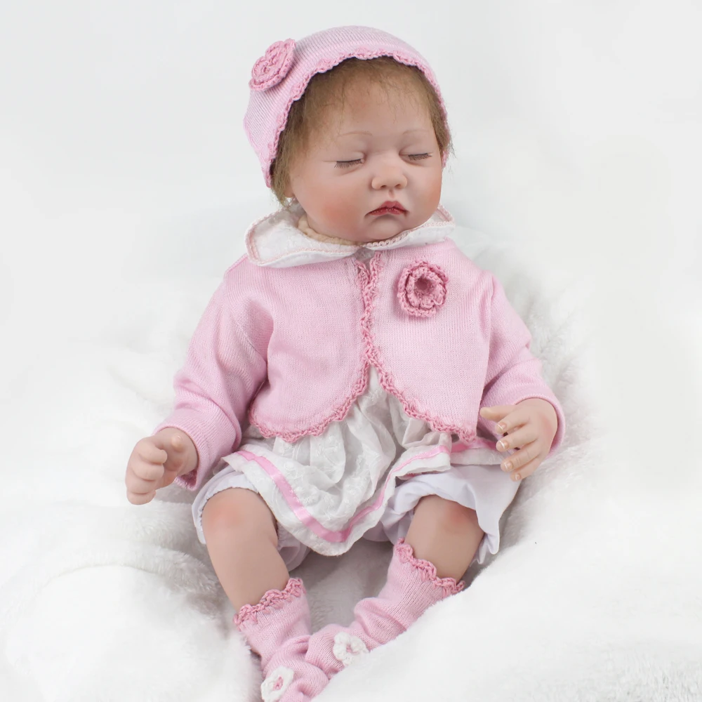 22 дюйма Мягкие силиконовые куклы Reborn 55 см Alive Bebe Реалистичная кукла Menina Sleeping Girl