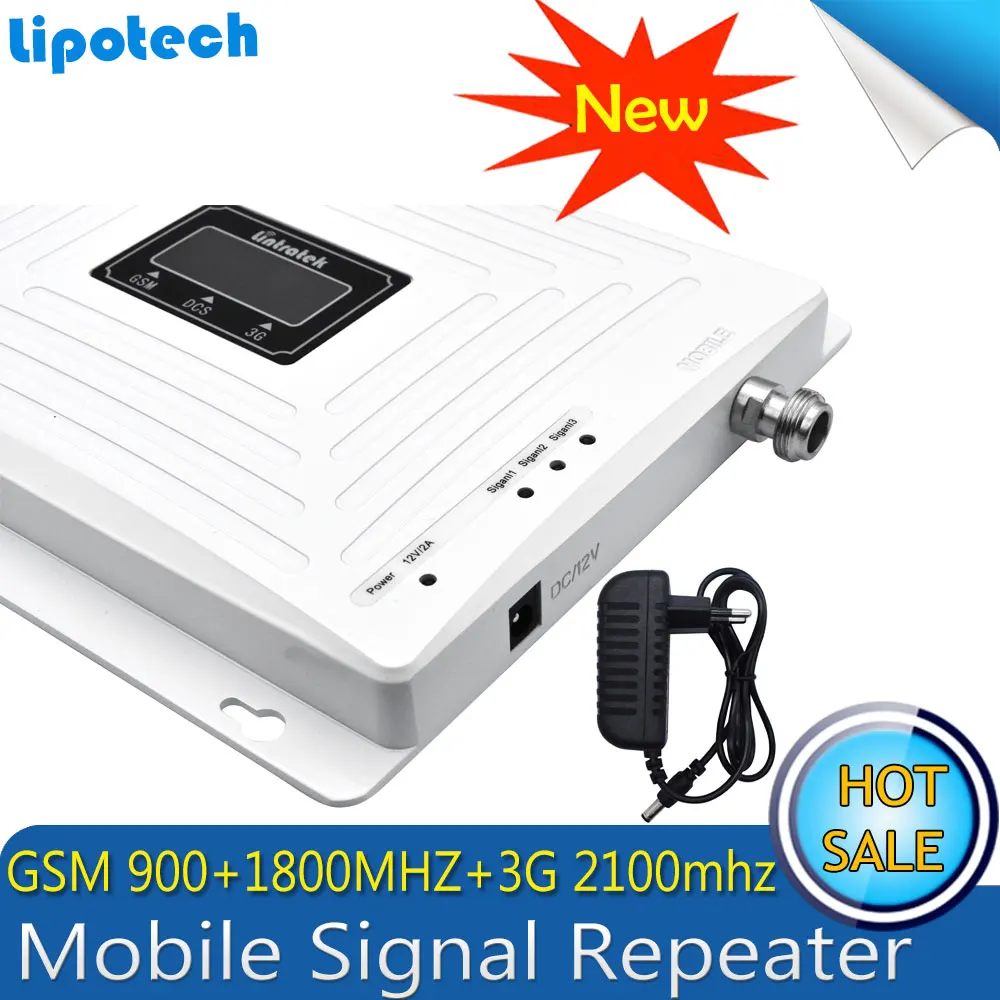 

Lintratek 900/1800/2100MHz Booster 2G 3G 4G Signal Tri Band Repeater LCD Display Mobile Phone Cellular Signal Amplifier