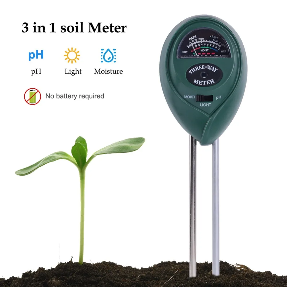 

3 in 1 Soil PH Meter Flower Pot Hygrometer Soil Tester Plants Growth Moisture Light Intensity Meter Instrument Garden Tools