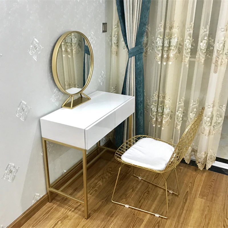 Скандинавское золотой макияж зеркало круглый стол креативный ПРИНЦЕССА туалетное зеркало спальня ванная комната зеркало косметическое LO681112