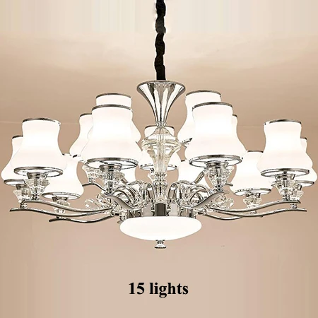 15 lights Современный, хромированный, металлический светодиодные люстры Гостиная с украшением в виде кристаллов светодиодная подвесная люстра лампа Обеденная подвесной потолочный светильник - Цвет абажура: 15 lights