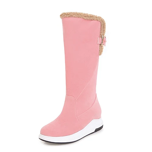 pink shoes Gdgydh сапоги до колена; зимняя теплая обувь; Новое поступление года; женские зимние сапоги с металлическим ремешком и пряжкой; плюшевая подкладка; хорошее качество - Цвет: pink shoes