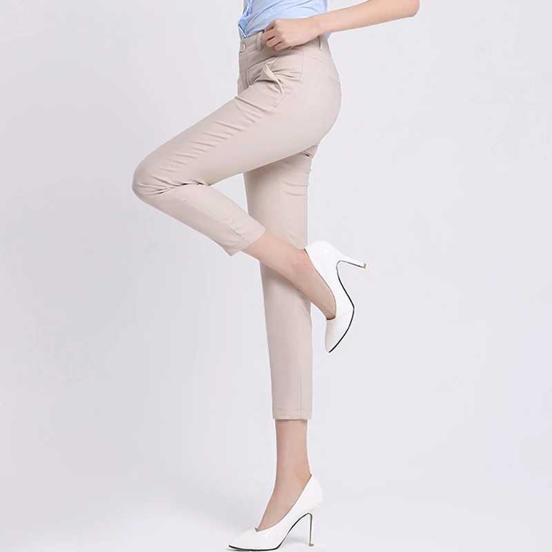 Женские стильные Капри высокого качества деловые брюки для работы черные белые