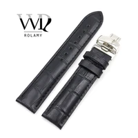 rolamy 19mm wholesale genuine leather replacement wrist watch band strap bracelet loops for prc200 t17 t461 t014430 t014410