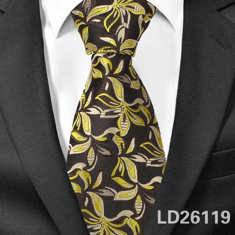 LD26119 Новые шелковые галстуки для мужчин жаккардовые Классические Цветочные Галстуки для костюмов мужской деловой шейный галстук галстуки 8 см Ширина Галстуки для жениха - Цвет: LD26119