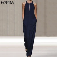 vonda summer rompers womens jumpsuits bohemian overalls casual loose straight pants playsuit womens trousers
