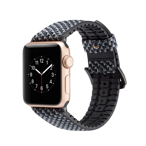 black Силиконовый и кожаный ремешок для apple watch ремешок 44 мм 42 мм 38 мм 40 мм pulseira водонепроницаемый и устойчивый к поту ремешок для iwatch 5/4/3/2/1 - Цвет ремешка: black