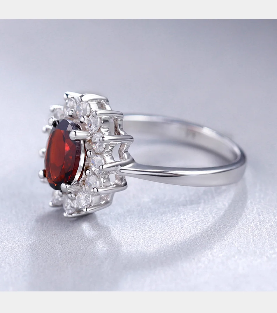 Gem's Ballet Kate Princess Diana 1.47Ct натуральный гранат, нимб обручальное кольцо, настоящее чистое 925 пробы Серебряное ювелирное изделие для женщин