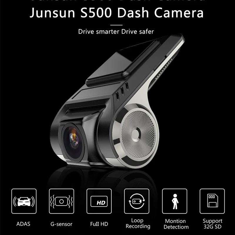 Junsun S500 ADAS Автомобильные видеорегистраторы Full HD Dash Cam камера LDWS Авто рекордер скрытого типа для Android мультимедийный плеер DVD