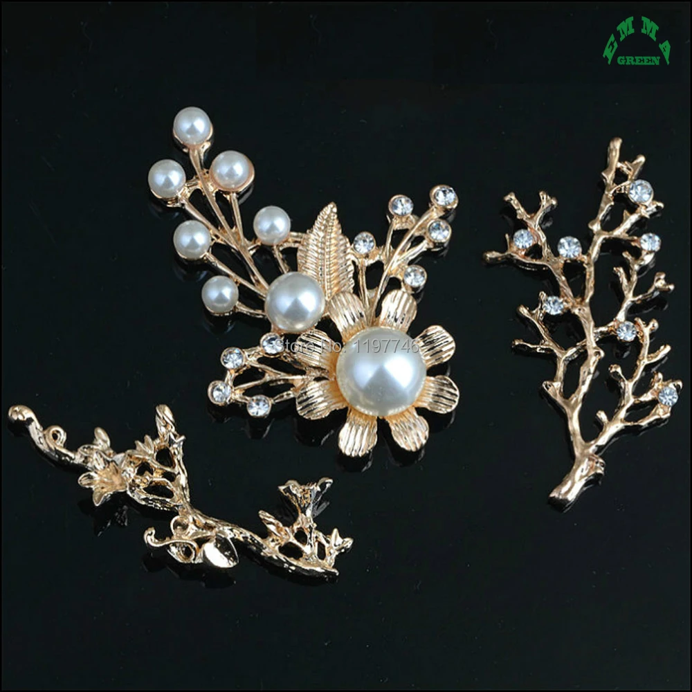 Crystal Flower With Pearls Flatback Accessories Brooch Buckle Button Rhinestone Applique Strass Embellishment Hairpin Decor |