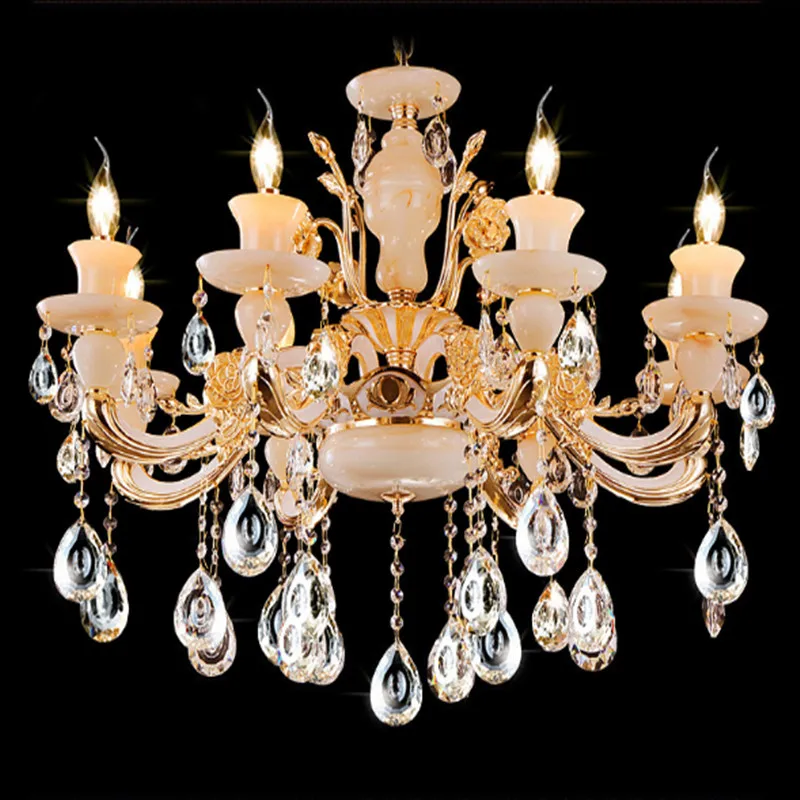 

European candle chandelier Villa luxury LED zinc alloy crystal lamp living room bedroom dining room study Chandelier