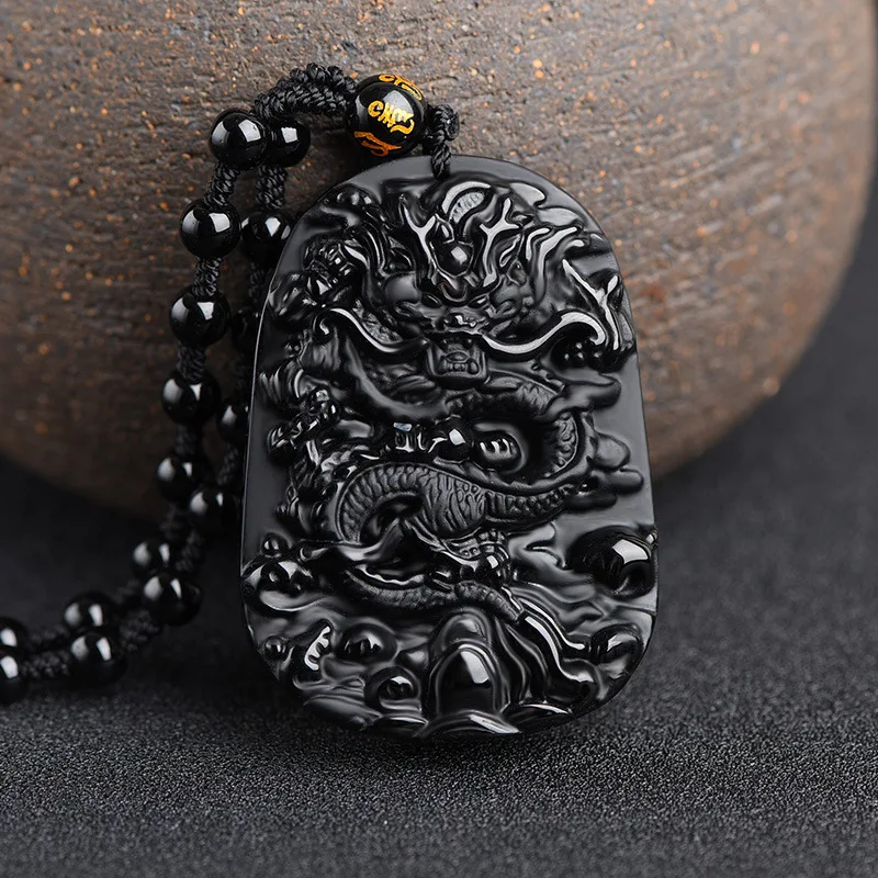

Натуральный скраб Дракон из обсидиана подвеска резной дракон S ожерелье прямая продажа с фабрики