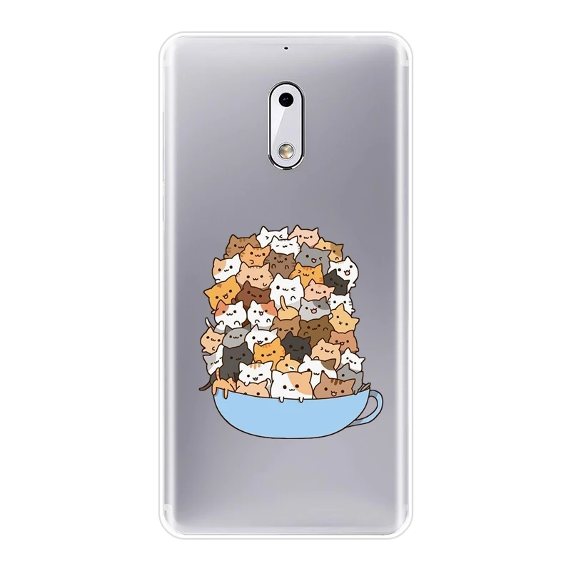 Чехол для телефона силиконовый Nokia 7 Plus X6 Kawaii Cat Japan Cute Cartoon Funny Girl мягкий