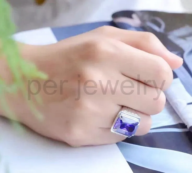 Мужское кольцо из серебра 925 пробы с натуральным аметистом 13 х18 мм|gem belly button rings|gem