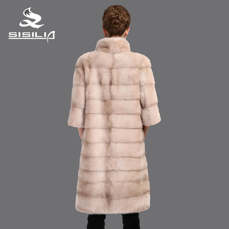 SISILIA 2016 Новый женщины шуба из натурального меха Натуральная Кожа норковая
