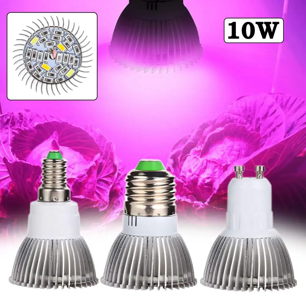 2018 Новый E27 E14 GU10 5730SMD 28Led растительный свет 10 Вт полный спектр овощей теплицы