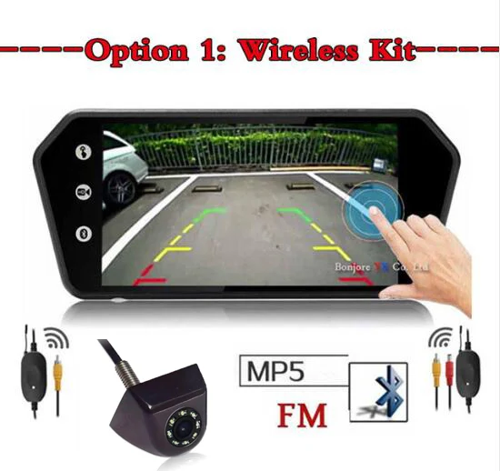 Wireless Kit Koorinwoo беспроводной сенсорный экран 7 дюймов Автомобильный монитор заднего вида экран с MP5 bluetooth USB FM TF парковочная камера заднего вида комплект - Цвет: Wireless Kit