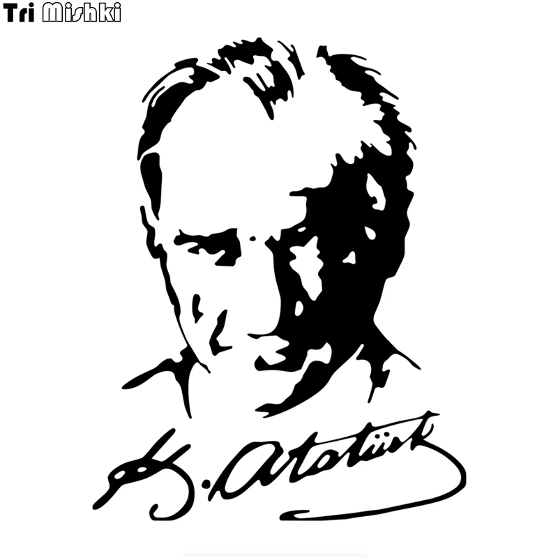 

Tri Mishki 19.4*15cm car sticker mustafa kemal ataturk signature turkey Vinyl Decals Accessories sticker araba aksesuar HZX062