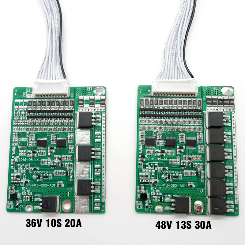 Небольшой размер BMS L85 * W65 H6.5mm E bike 10S 36V 20A и 13S 48V 30A литий ионный аккумулятор для HaiLong