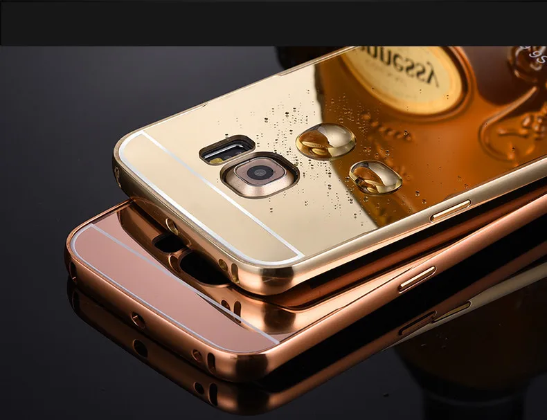 Чехол для samsung Galaxy S4 S6 S7 S8 S9 Plus A50, алюминиевая металлическая рамка, зеркальная твердая задняя крышка для Galaxy J4 J6 Plus, чехол для телефона