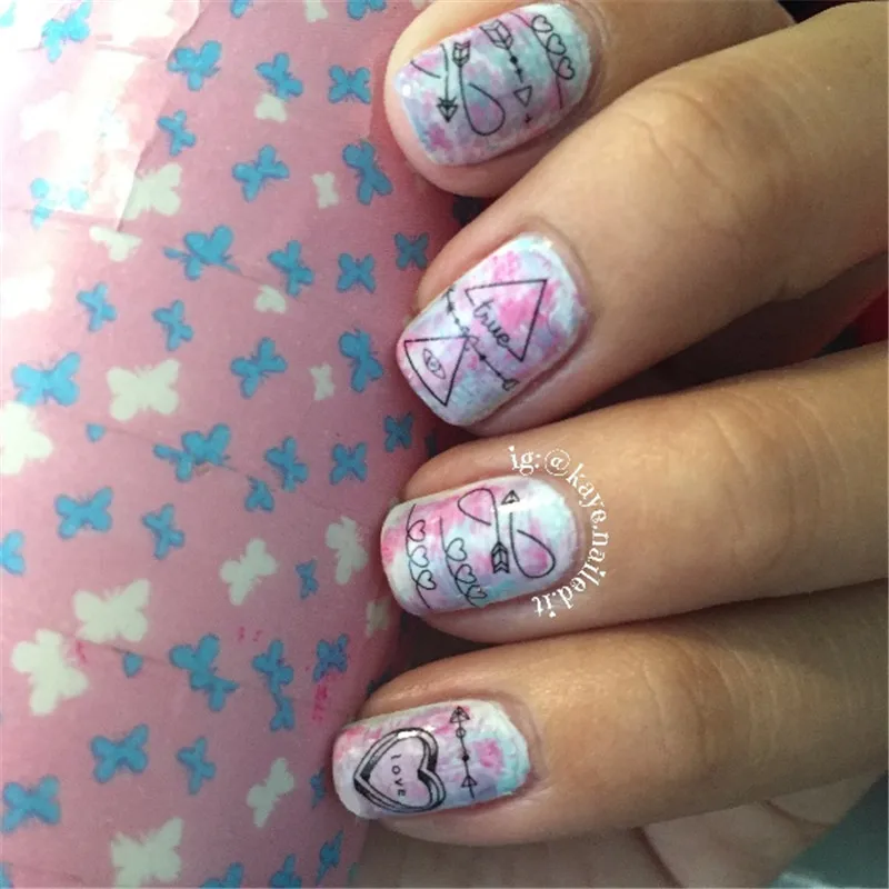 1 лист геометрических водяные наклейки для ногтей переводные водные горки|nail art