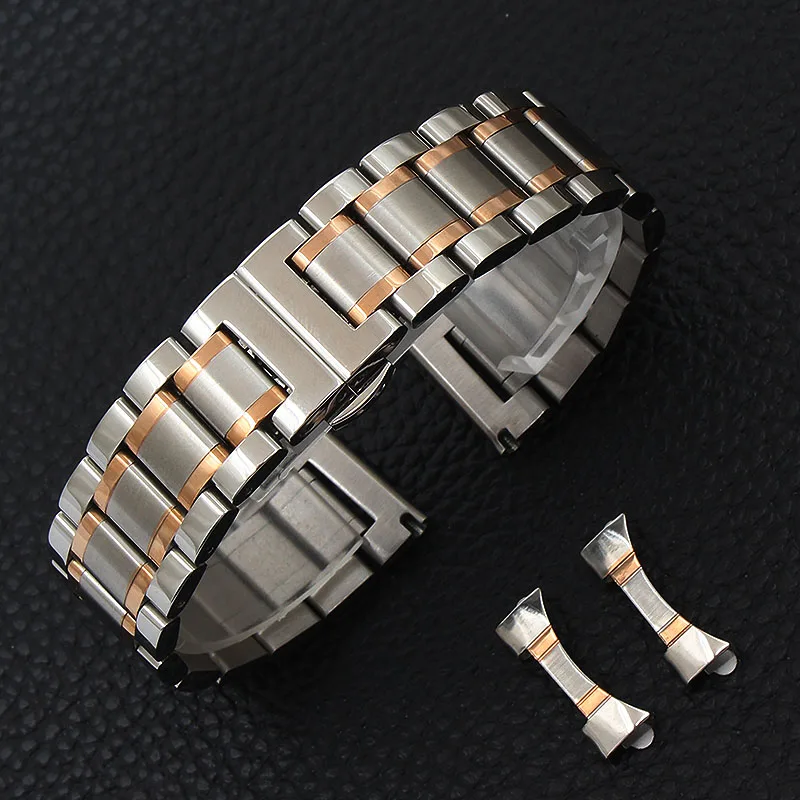 Steel black gold stainless steel strap bracelet 18mm 20mm 22mm 24mm solid metal accessories for men and women+tool | Наручные часы