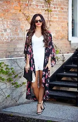 Разноцветные цветочные свободные повседневные топы с длинным рукавом женские