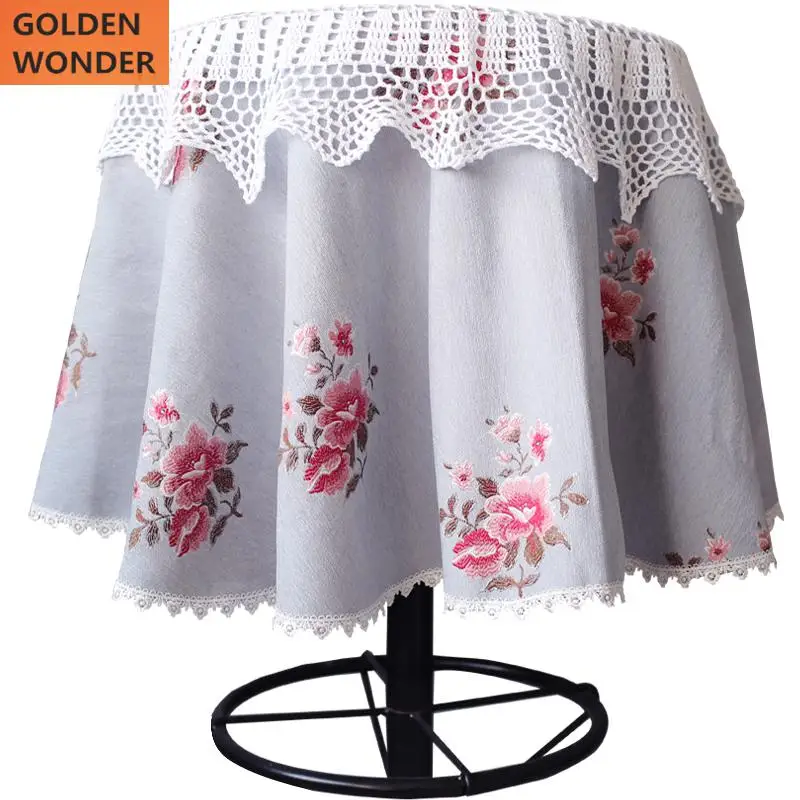 Beautiful Rose Cheney Round Tea Table Cloth Coffee Cover Flower Tulle Home Decoration Chinese cloth | Дом и сад