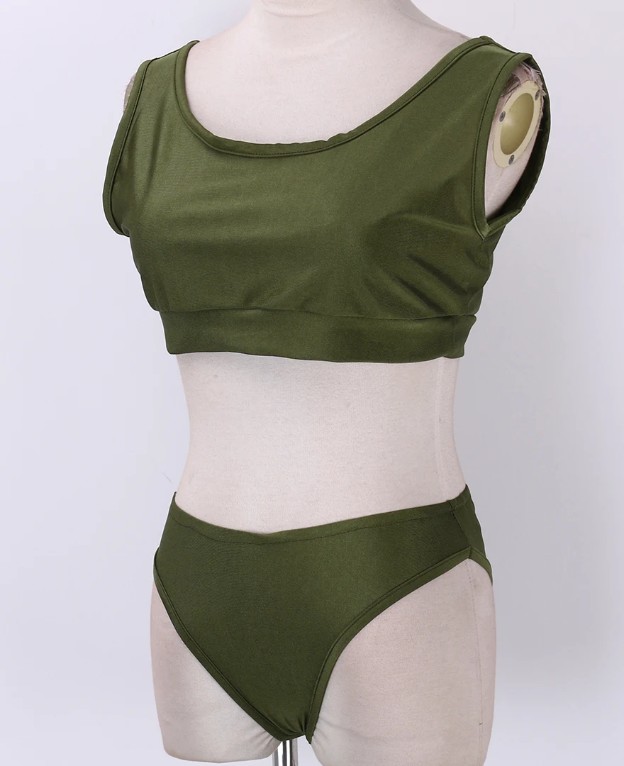 Женский однотонный комплект бикини с чашками пуш ап из двух предметов купальный