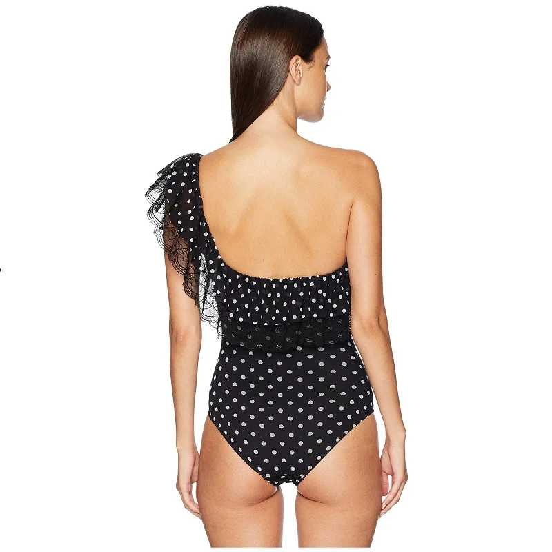 Новый стиль слитное бикини на одно плечо с открытыми плечами купальник белый в