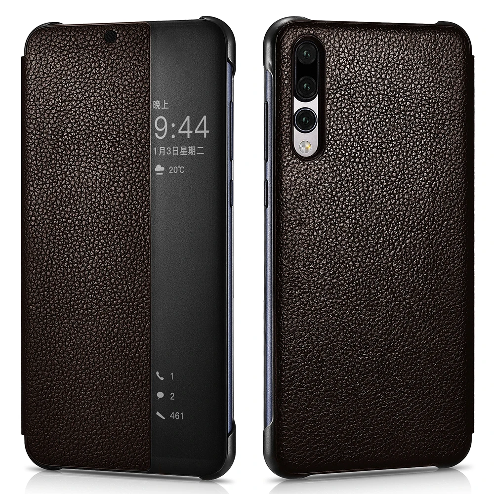 XOOMZ для huawei P20 Pro Чехол роскошные из натуральной кожи жесткий Пластик Smart View Флип Чехол Для Телефона huawei P20 pro Smart Case