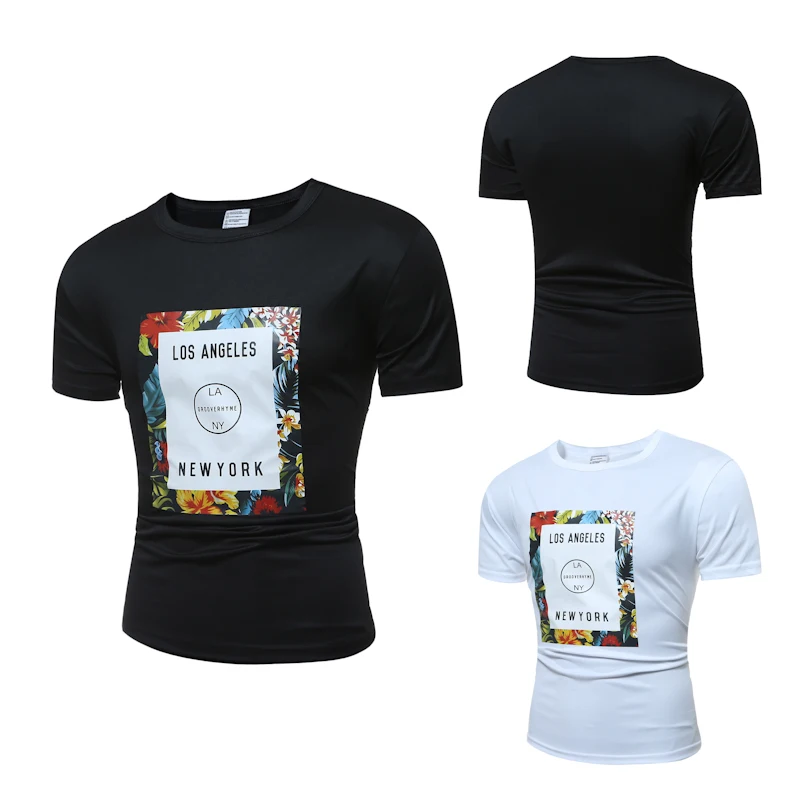 Новый Мода 2017 брендовая мужская футболка Письмо печати тренды футболки Для