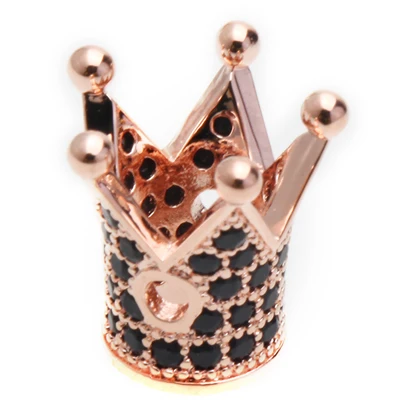 AD01C-Rose gold Бусины для изготовления ювелирных изделий Кристалл CZ Геометрическая Корона Леопард шлем Череп Круглые бусины для изготовления ювелирных изделий DIY браслет - Цвет: AD01C-Rose gold