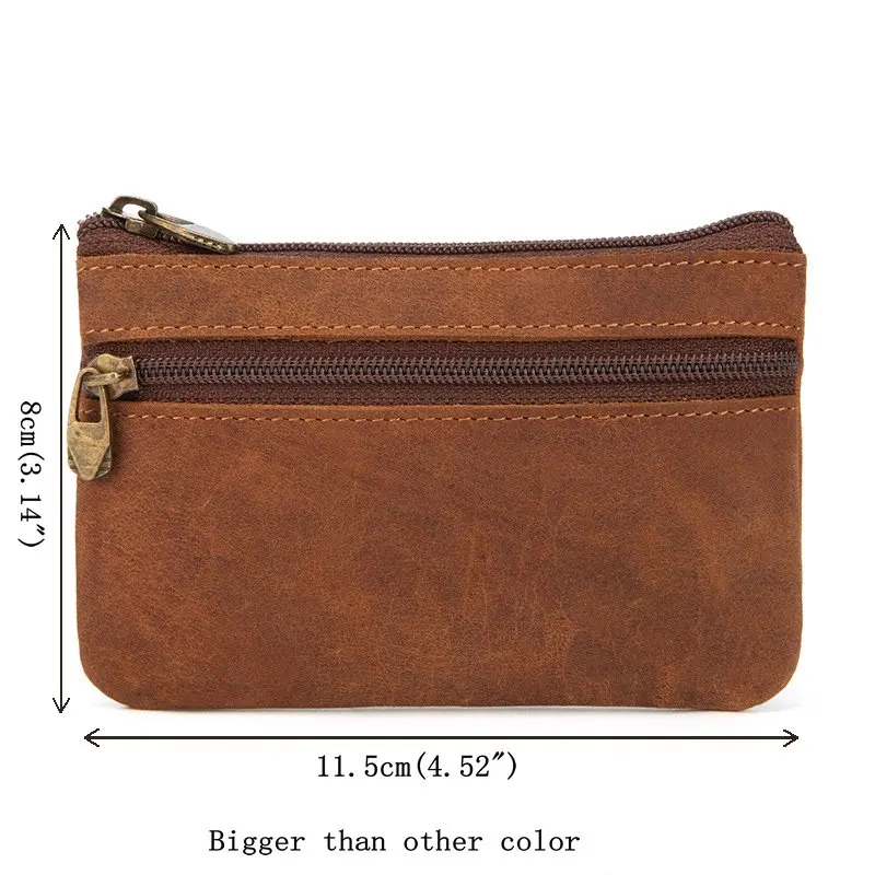 Crazy horse leather Женский кошелек из натуральной кожи с кольцом для ключей, маленький держатель для монет, чехол для карт, мини-кошелек - Цвет: Crazy horse leather