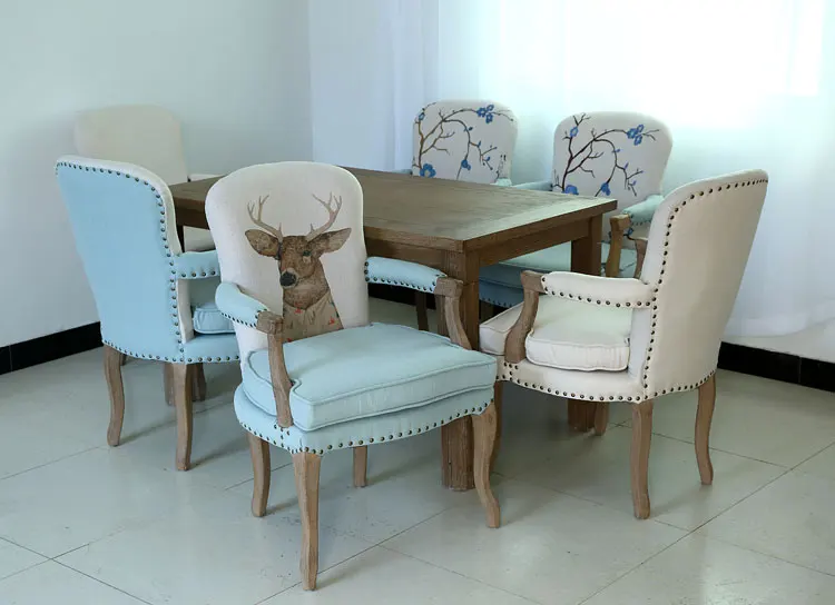 Louis fashion Dining chairs American desk European retro solid wooden Nordic simple single Cafe leisure