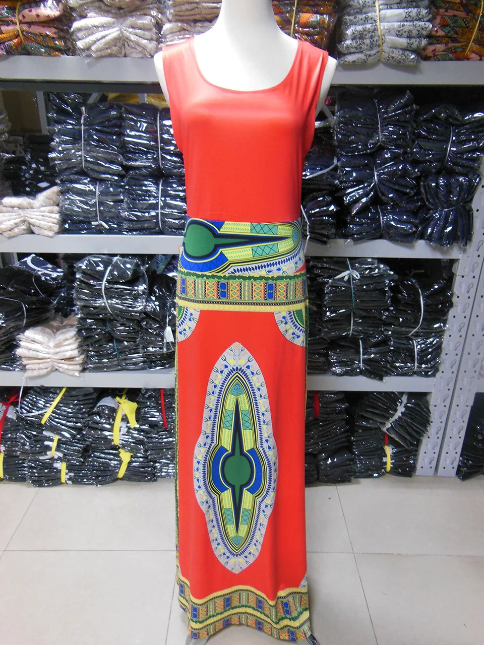 Модные длинные летние платья 2017 Для женщин Фараона печати Классический