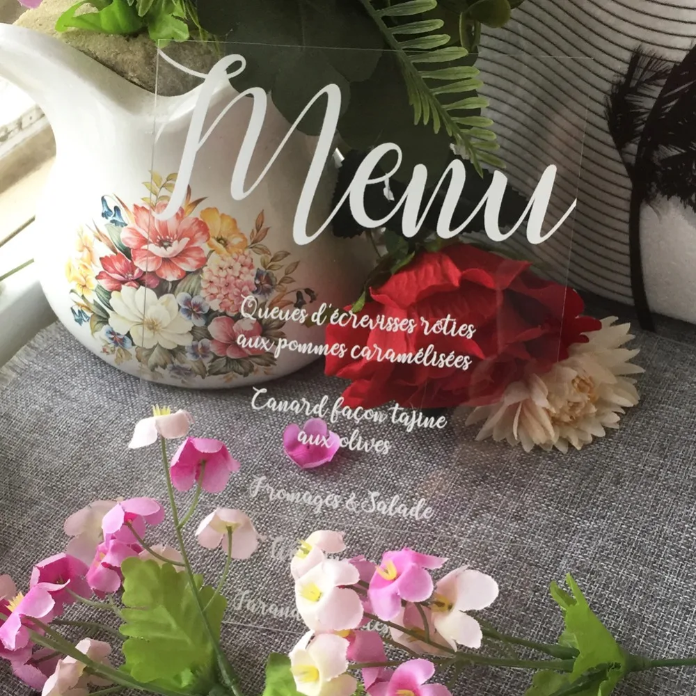 

50pcs/lot Delicate Wedding Invitations Acrylic Customizable Invitations Card Birthday Party Decorations Dinner Invite Menu