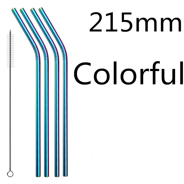 Colorful 215 4 шт./компл. Многоразовые соломинкой Высокое качество 304 Нержавеющая сталь металлическая соломинка с чистящая щетка для кружек панели инструментов - Цвет: Colorful 215