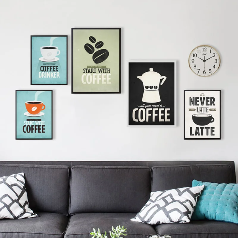 Простой ретро любовь кофе постер А4 А2 холст художественный Рисунок напечатанная