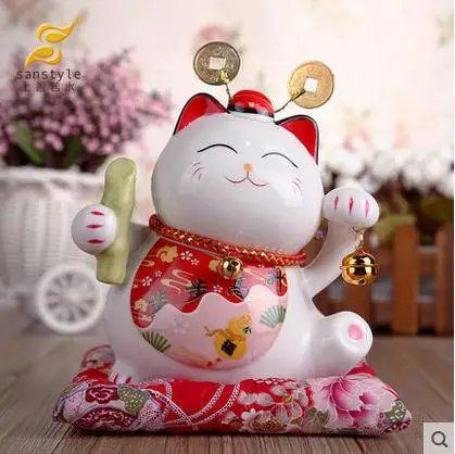 Керамический манэки нэко  Копилка домашний декор ремесел украшения комнаты