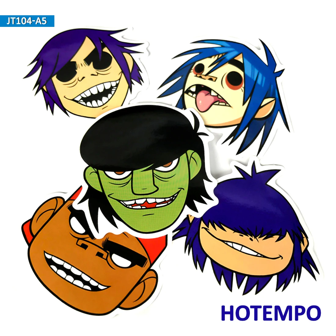 5 шт. крутые размытые наклейки Gorillaz Music Band, Мультяшные наклейки для мобильного телефона, ноутбука, багажа, гитары, чехол, скейтборд, велосипед, наклейки для автомобиля