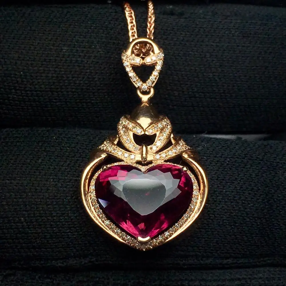 Турмалиновая подвеска хорошее Ювелирное Украшение из натурального золота 18 К 100%