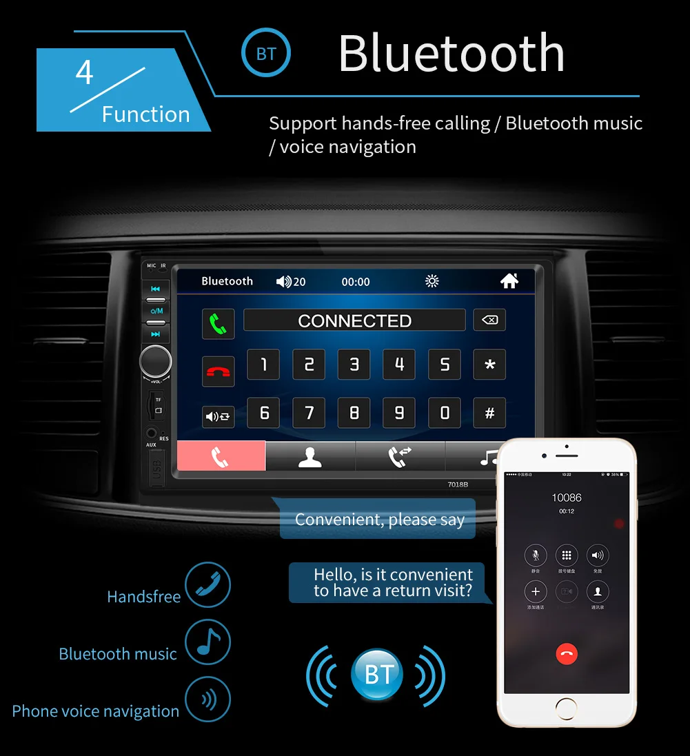 HD 7 &quotавто радио MP5 2 дин кассета 7018B сенсорный экран Аудио Bluetooth Камера заднего