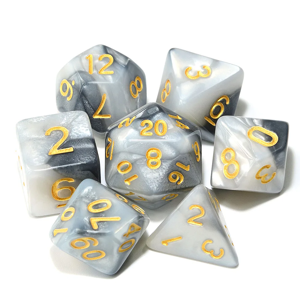 11 White Black Многогранные DnD смешанные цвета кости 7 шт./компл. для ролевой игры «Подземелья и Драконы настольные игры D4, D6, D8, D10, D%, D12, D20 - Цвет: 11 White Black