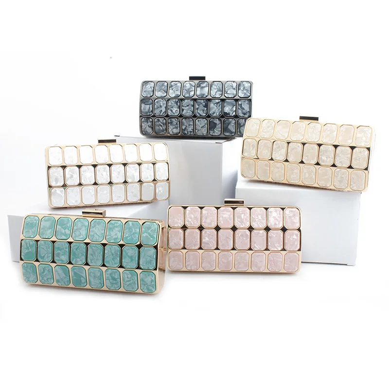 Модная металлическая акриловая вечерняя сумка женские сумки Клатчи через плечо