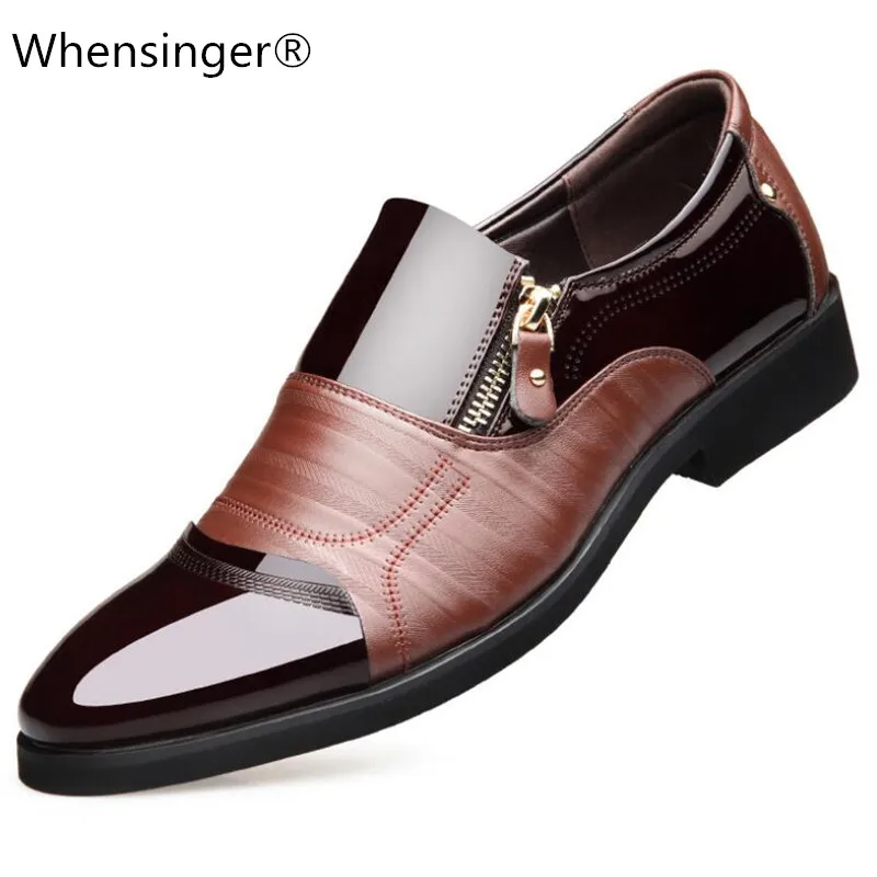 

New Spring Fashion Oxford Business Men Shoes Genuine Leather High Quality Soft Casual Breathable Men's Flats Zip Shoes