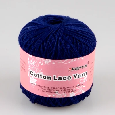 24 dark blue TPRPYN 1 шт = 50 г натуральное гладкое кружево хлопчатобумажная пряжа для вязания кроше хлопчатобумажная пряжа 2y64440 - Цвет: 24 dark blue
