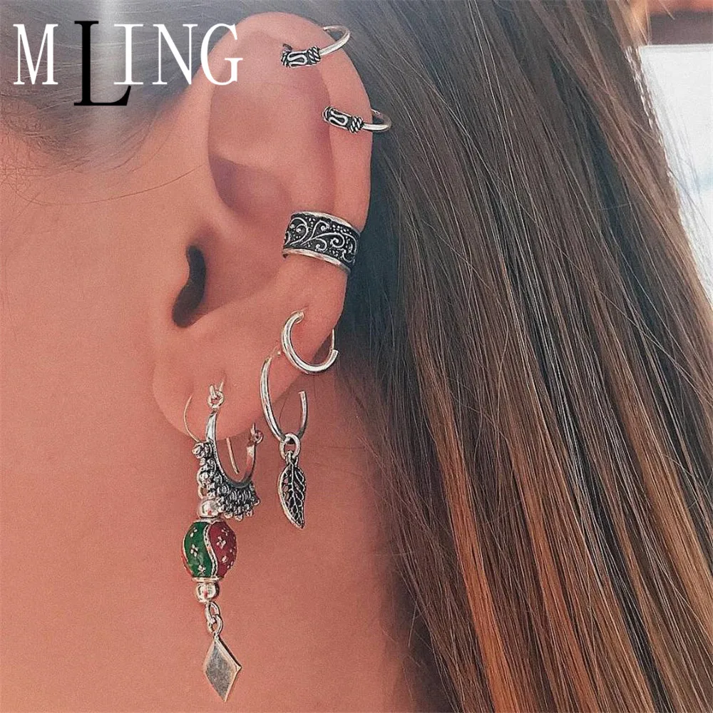 MLING 8 шт./компл. винтажная Корона вставки фонарики серьги набор для женщин модные